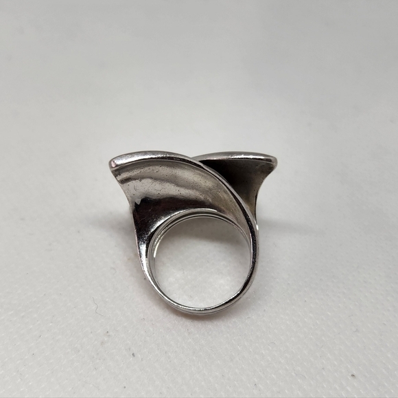 VINTAGE ITALY STERLING SILVER 925 HAN SIGNED MODERNIST RING SIZE 6 - Picture 4 of 7